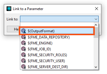 Selecting the user parameter to link
